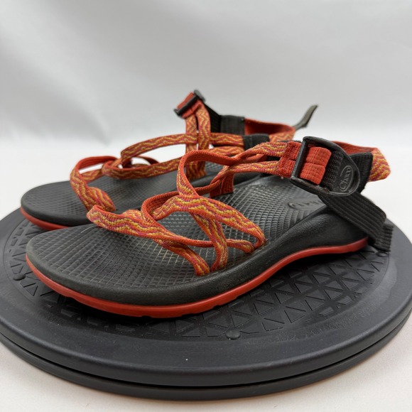 Chaco Other - Chaco Kids Z1 Ecotread Sport Sandals Orange Black Chevron Size 3 Big Kids